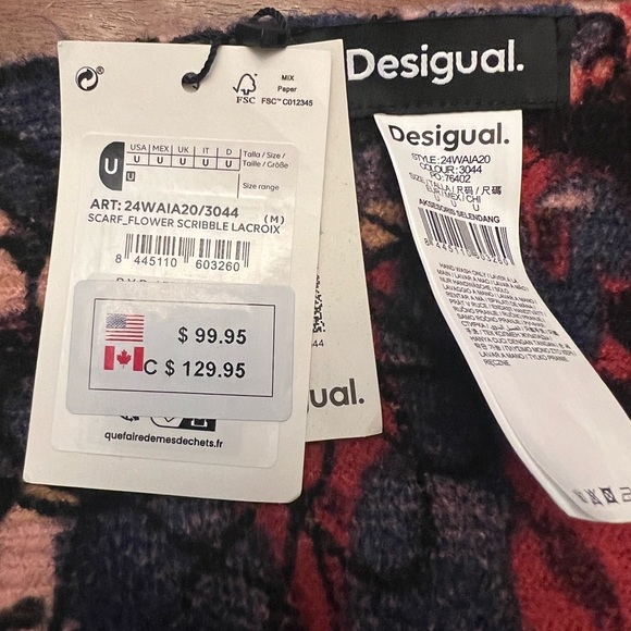 Desigual Pink and Purple Patterned Scarf - Picture 6 of 7